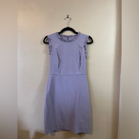 J. Crew Lavender Sleeveless Ruffle Trim Shift Wool Dress 4P - Picture 2 of 12